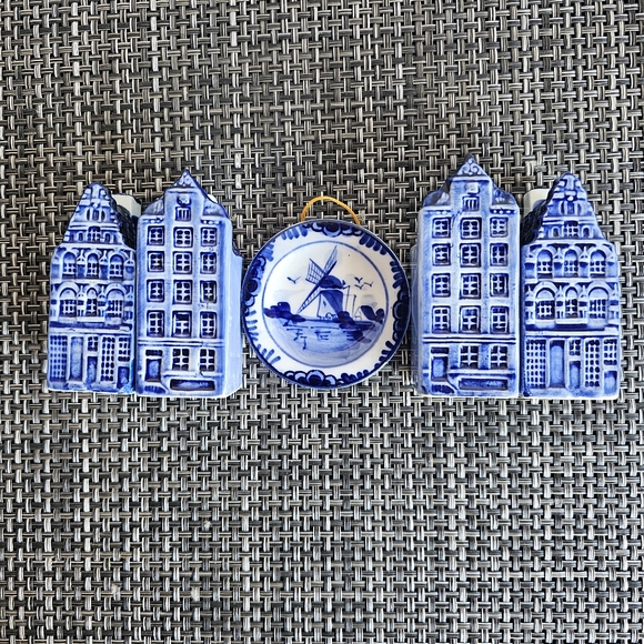 Vintage Delft Windmill Miniature Plate 3" Holland W7 2 sets S&P shakers - Picture 11 of 14